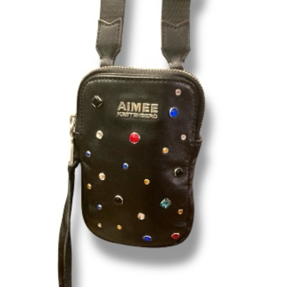 Aimee Kestenberg Leather Crossbody Bag "Just Saying" BLACK STARLIGHT